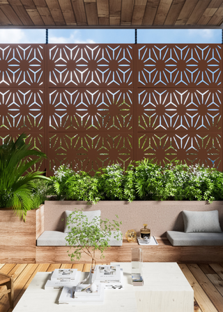 6 Ft. H X 4 Ft. W Metal Privacy Screen Fence Panel Star Pattern