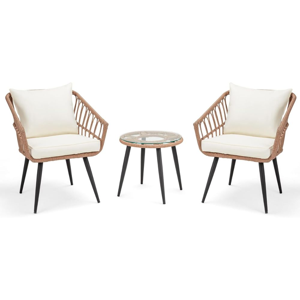 ECOTOUGE 3 Piece Wicker Patio Bistro Set