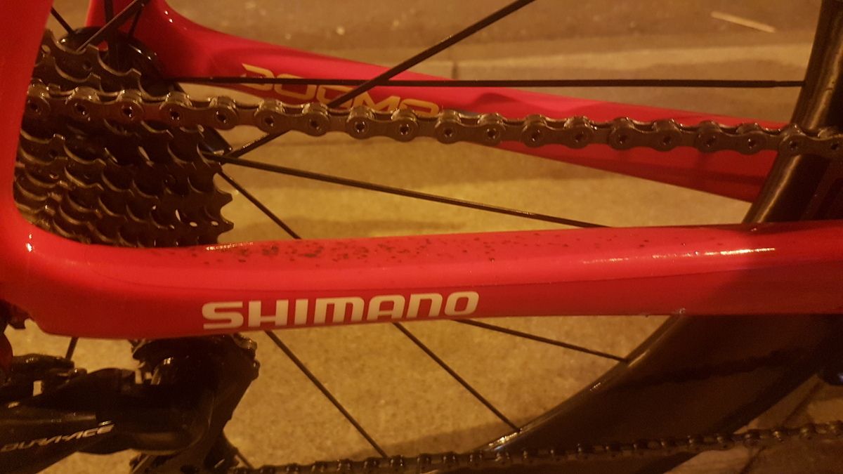 A sign of thee hard racing during the final stage of the Vuelta around Madrid