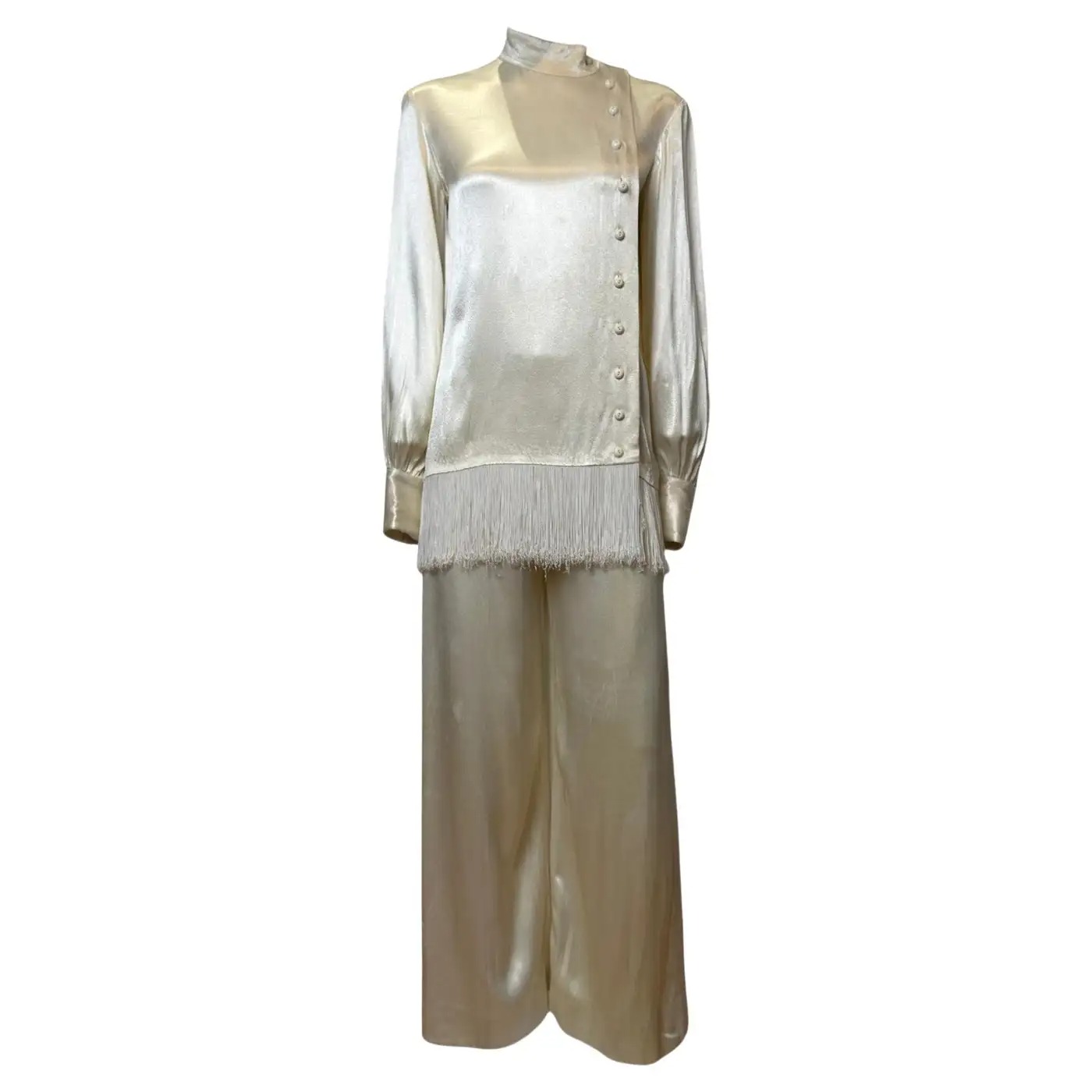 Saint Laurent, F/W 1969 Fringed Satin Silk Evening Ensemble