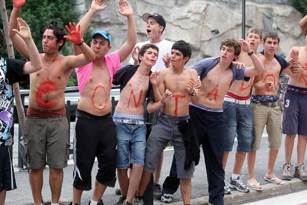 A few fans of Alberto Contador along the race route.