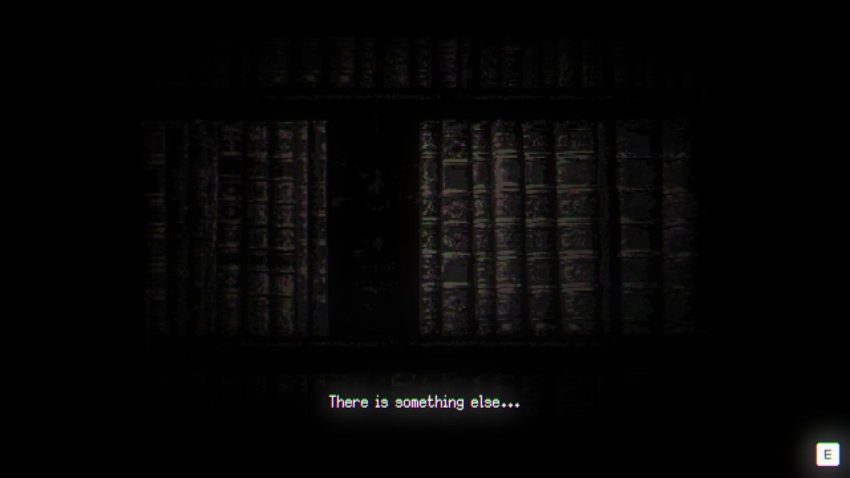 Metamorphosis examining bookcase text "There is something else..."