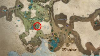 Avowed Totem of Revelations locations - A map displaying the location of the Amethyst Eye in the Ancient Lakebed.