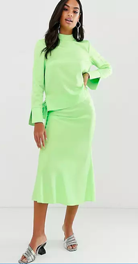 ASOS DESIGN Long Sleeve Neon Top with Wrap Back Detail,