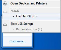 USB Eject the Nook Simple Touch