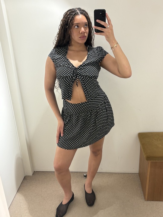 Junior Fashion Editor Imani in the Reformation Dorothea Two Piece set.