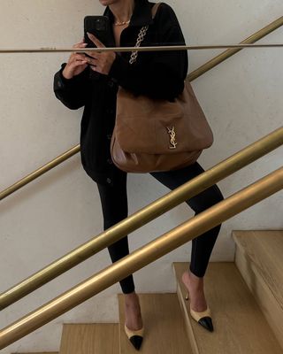 all-black outfit with ysl bag