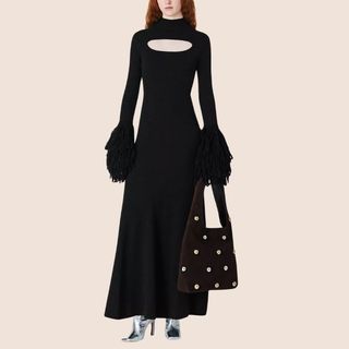 flat lay image of black dress