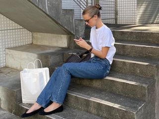 Clara Dyrhauge 31 Timeless Finds From the Nordstrom Spring Sale Basics White T-Shirt Jeans Black Flats Chic Outfit Idea