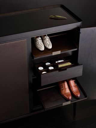 Dark shoe cupboard and drawer