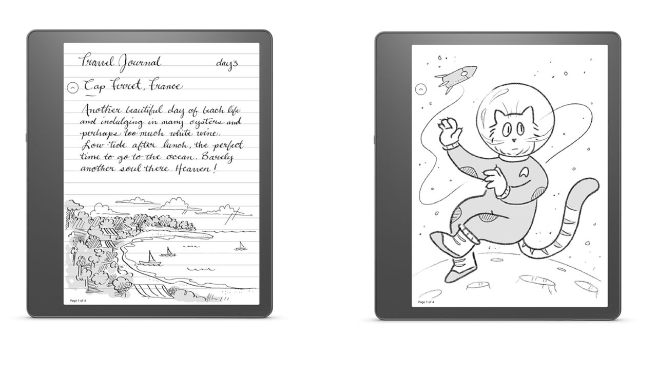 Amazon Kindle Scribe 2/27 update examples of new brush types and folder structures