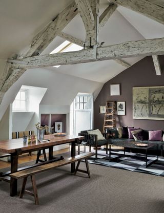 Dark living room painted in Farrow & Ball London Clay