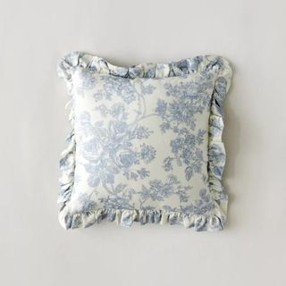 Toile Ruffle Throw Pillow