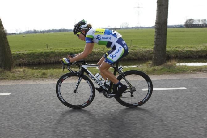 Alomst back in Apeldoorn, solo breakaway, Shara Gillow (Orica - AIS)
