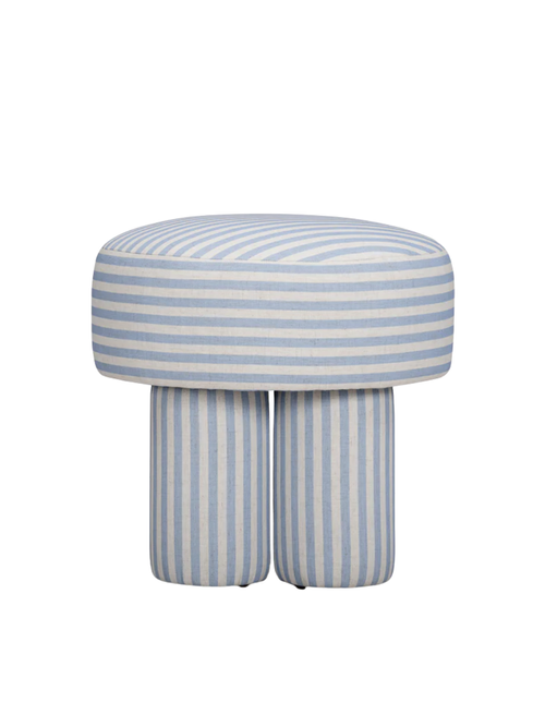 Masha Striped Performance Linen Accent Stool