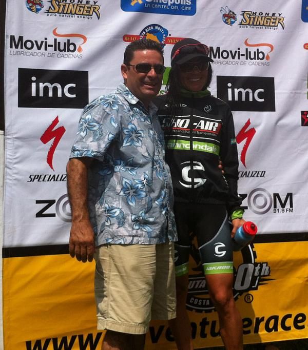 Women's stage winner Pua Mata poses for post-stage photos
