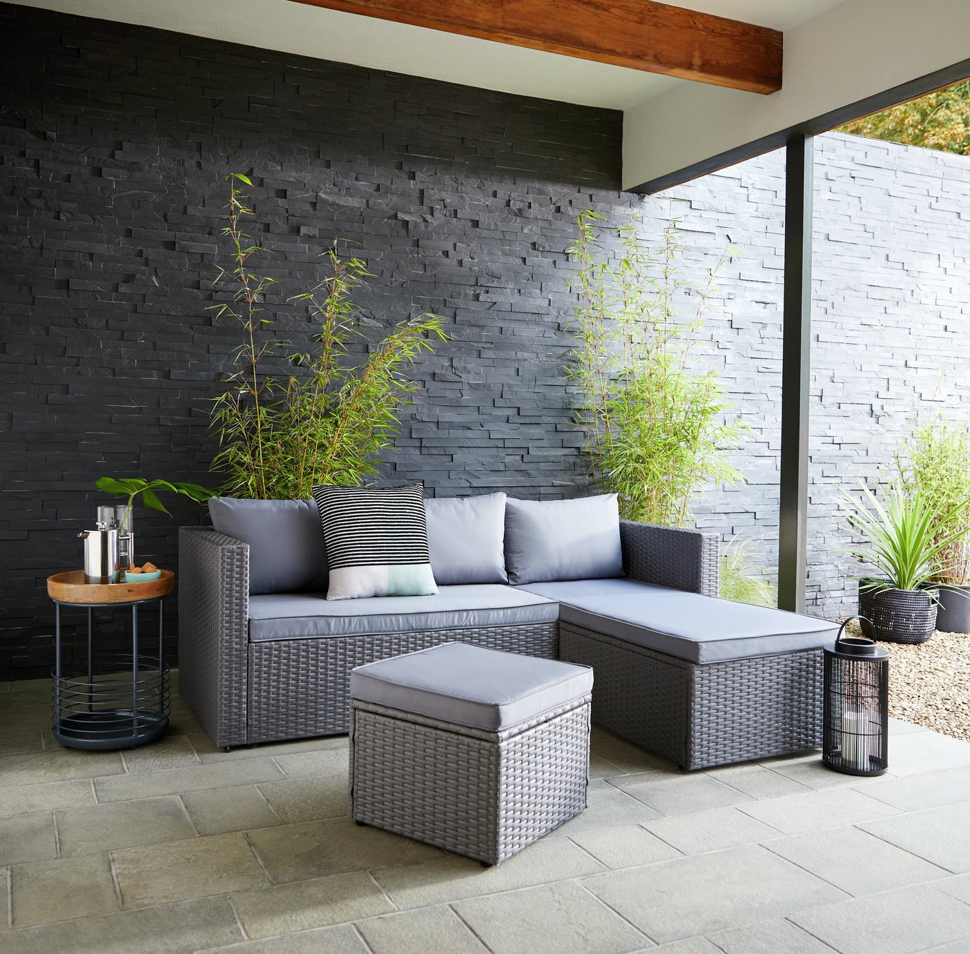 Argos Home 4 Seater Rattan Effect Garden Sofa Set - Grey