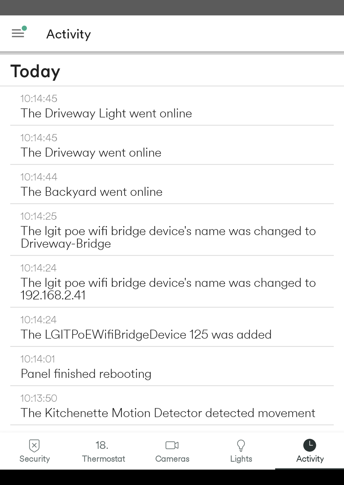 Vivint app screenshot