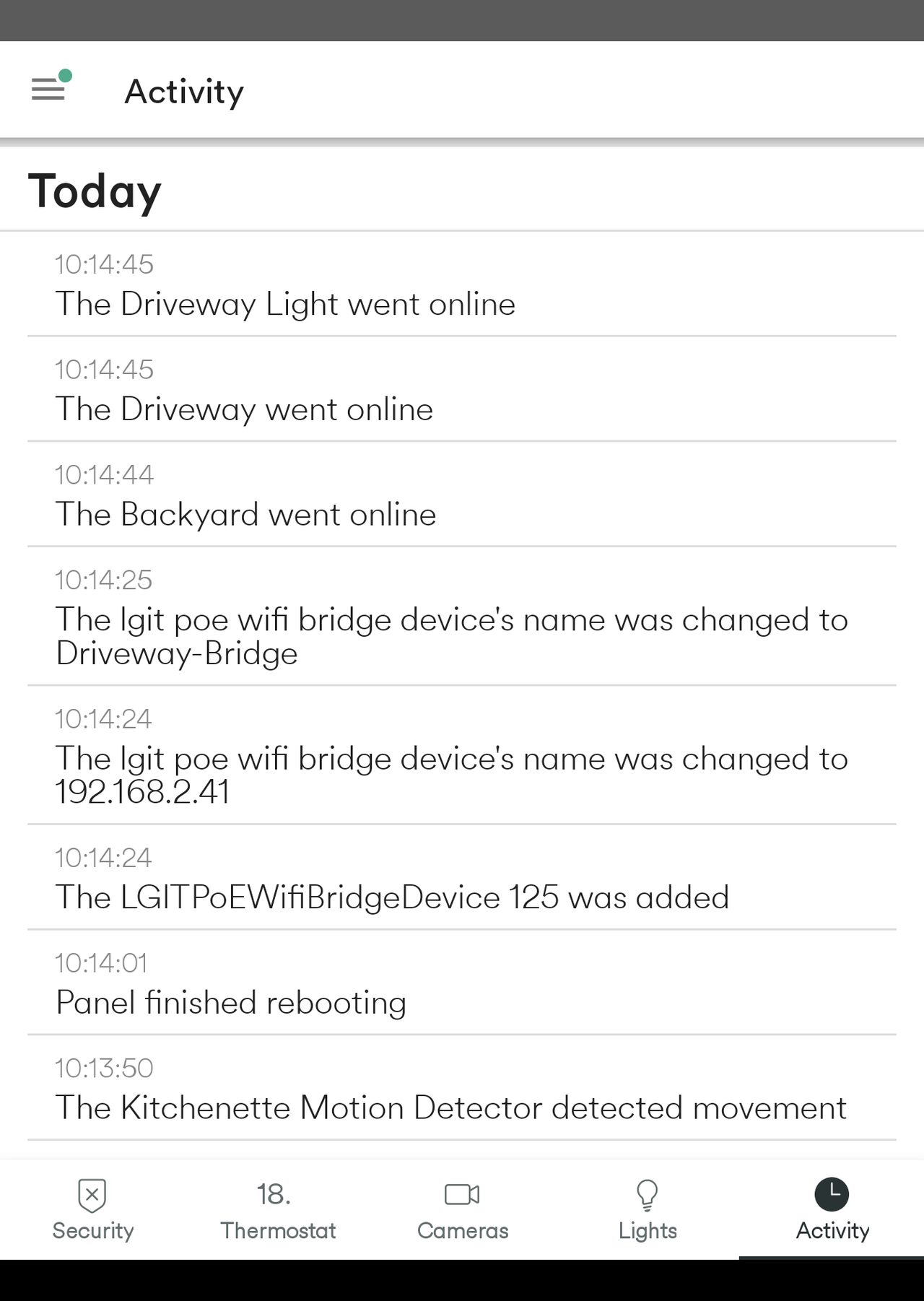 Vivint app screenshot