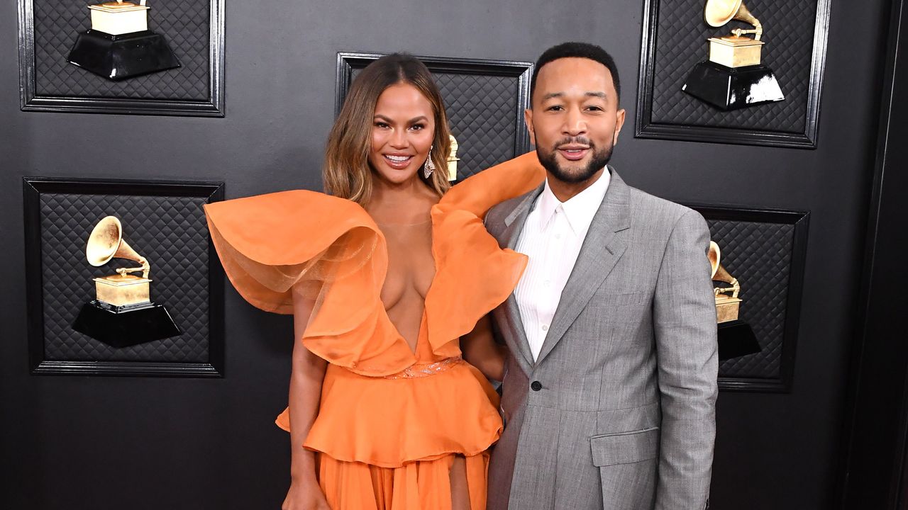 los angeles, california january 26 chrissy teigen and john legend arrives at the 62nd annual grammy awards at staples center on january 26, 2020 in los angeles, california photo by steve granitzwireimage