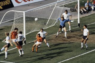 Belgium attack against West Germany in the final of Euro 1980.