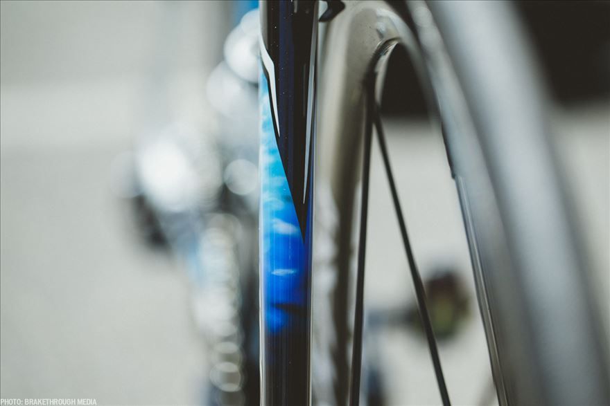 A flash of blue on the forks