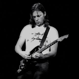 David Gilmour plays the Black Strat onstage in 1977