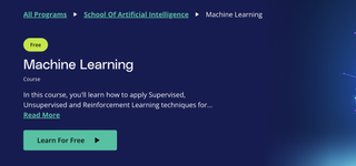A screenshot of the Udacity website advertising the 'Machine Learning' course