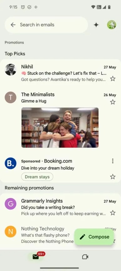 Material 3 Expressive update for Gmail