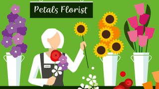 Illustration of retiree working in floral shop