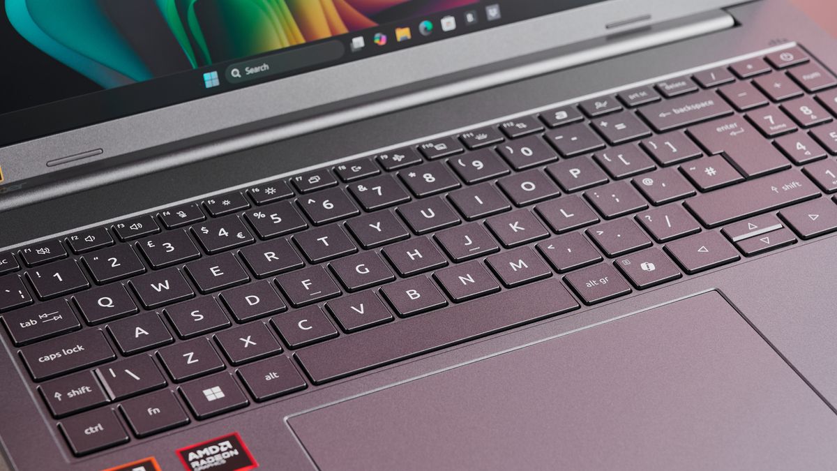 Close-up of keyboard on Acer Aspire 16 AI