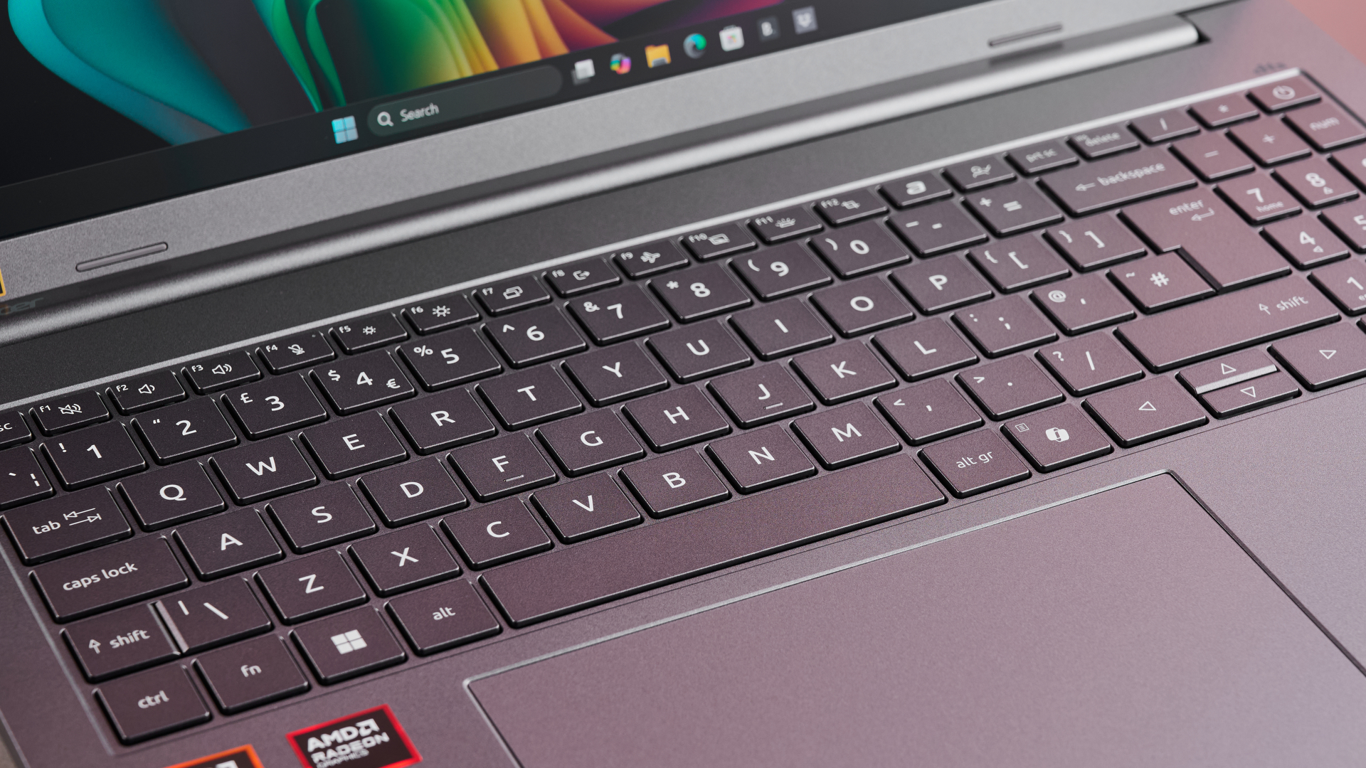 Close-up of keyboard on Acer Aspire 16 AI