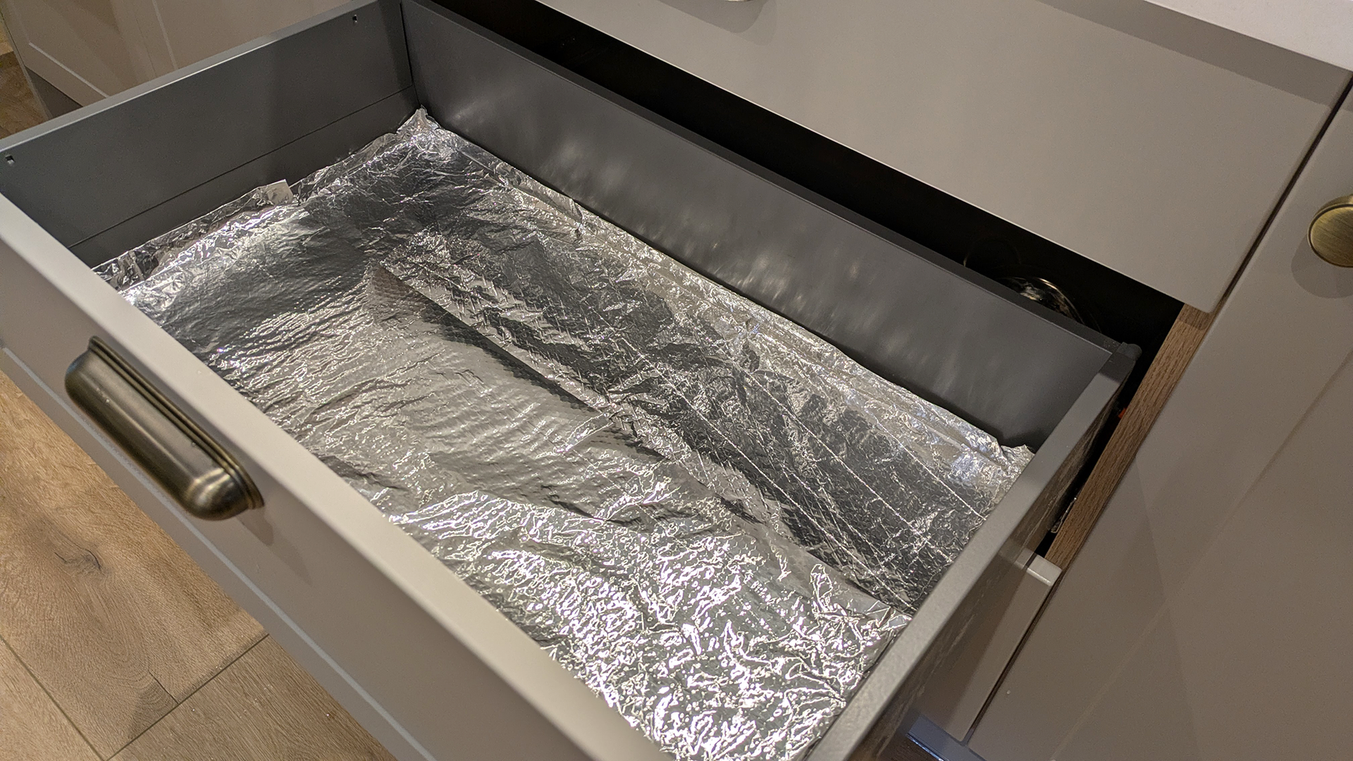 Aluminum foil in kitchen drawer