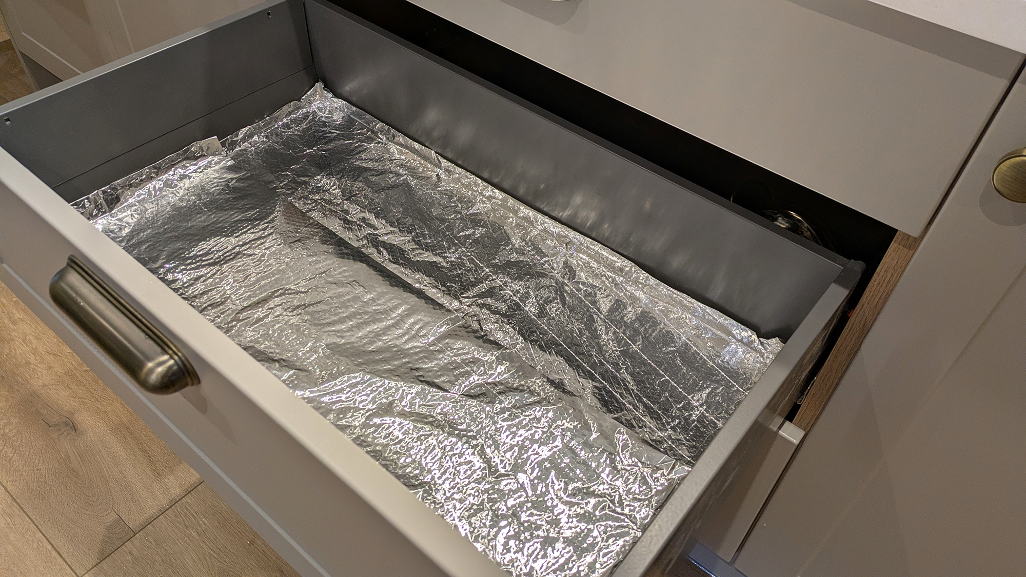 Aluminum foil in kitchen drawer