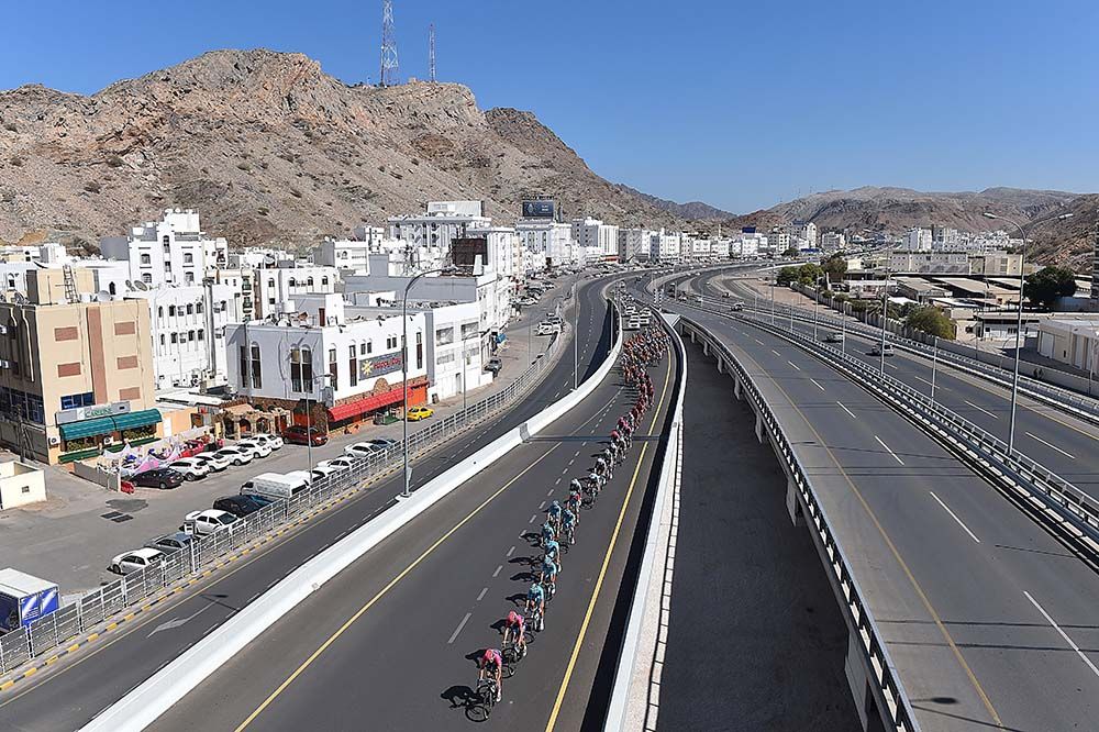The peloton was lined out for much of the day