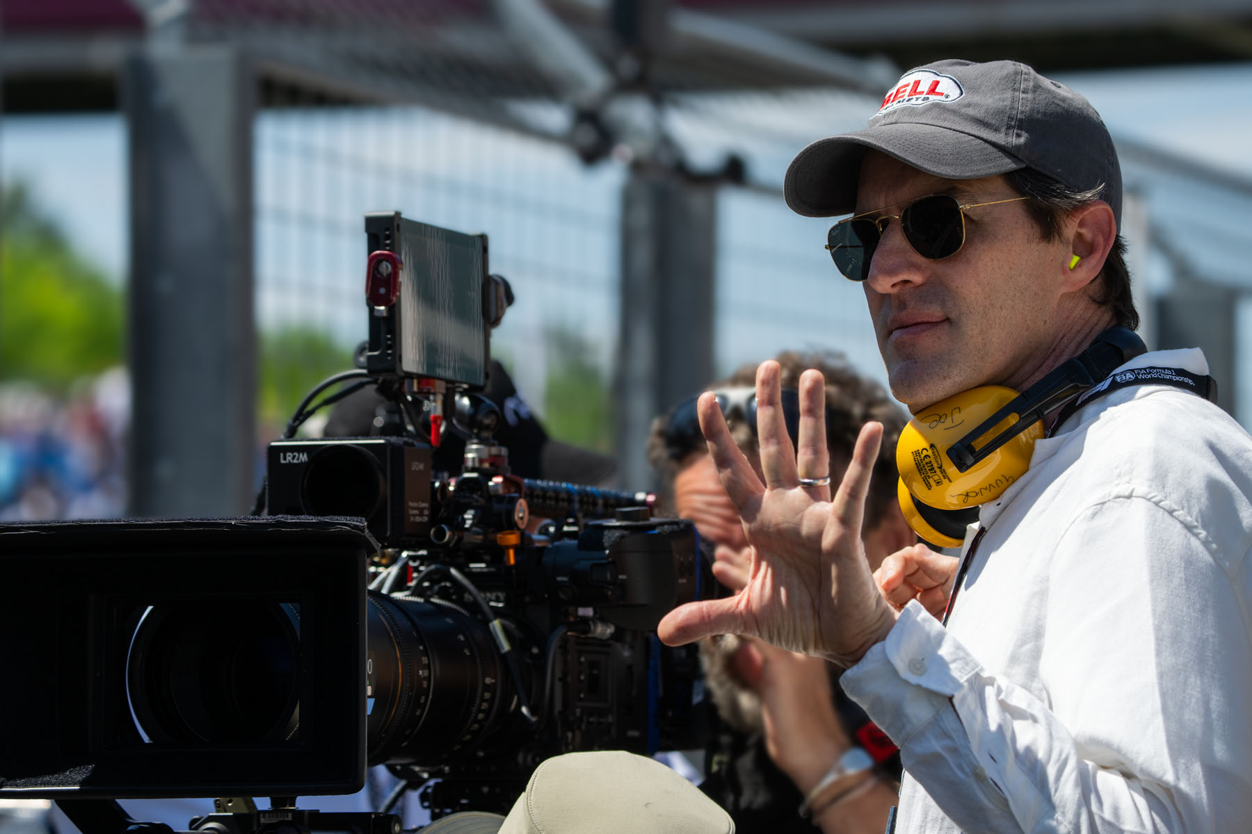 Director and producer Joseph Kosinski on the set of Apple Original Films’ “F1 The Movie,” now in theaters and IMAX.
