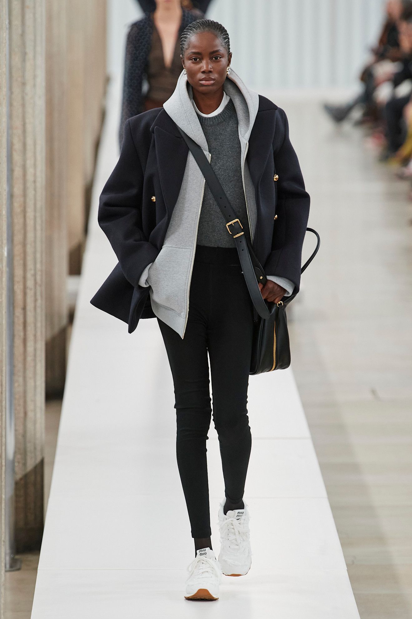Black leggings on Miu Miu's autumn/winter 2023 runway.
