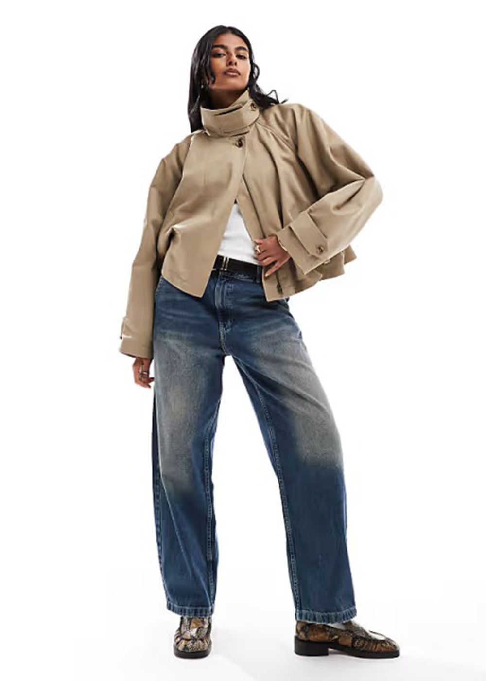 ASOS DESIGN, Cropped Cape Detail Trench Coat