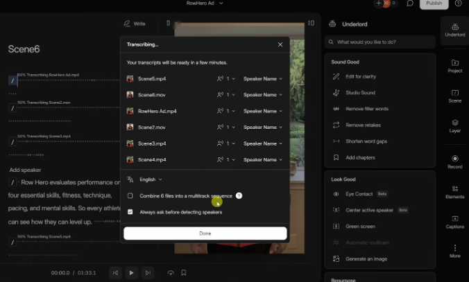 Descript video maker in process