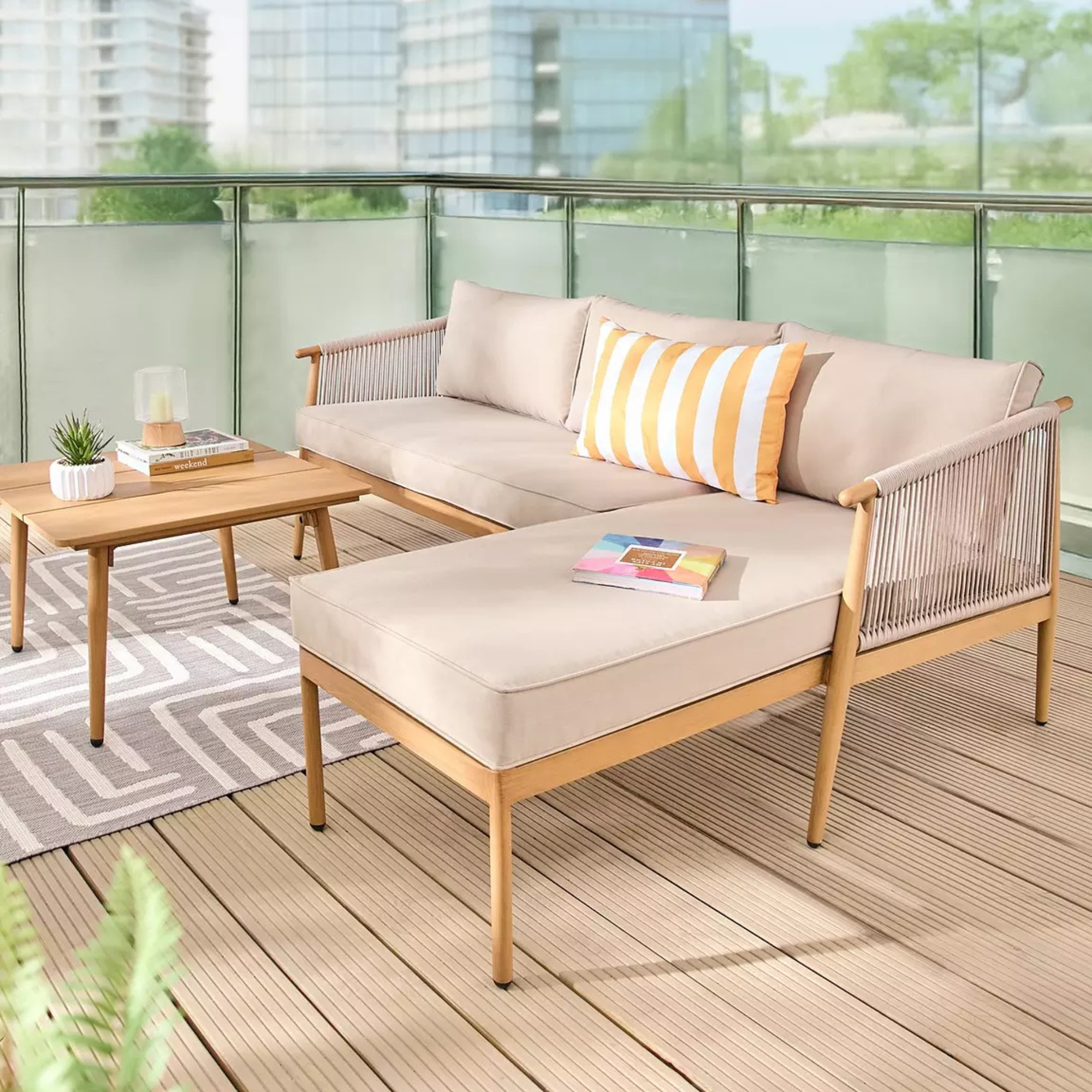 Very Cancun Corner set on a balcony.