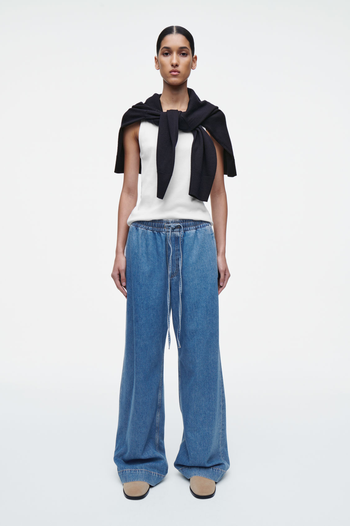 Wide-Leg Fluid Denim Trousers