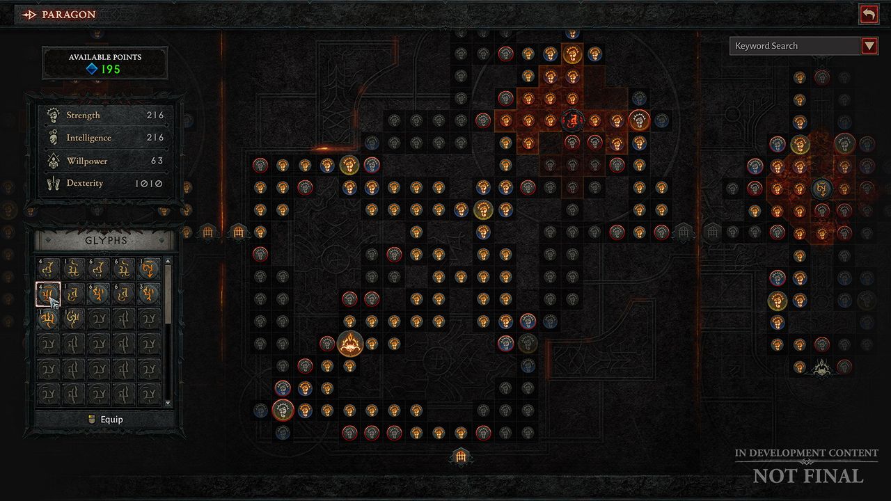 Diablo 4 paragon - an example of the paragon board in use
