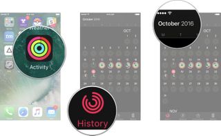 Launch the Activity app on your iPhone, tap on the History tab, and then tap on the Month View.