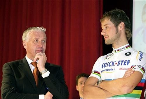 Team manager Patrick Lefevre (L) isn't convinced the mullet is the way forward.