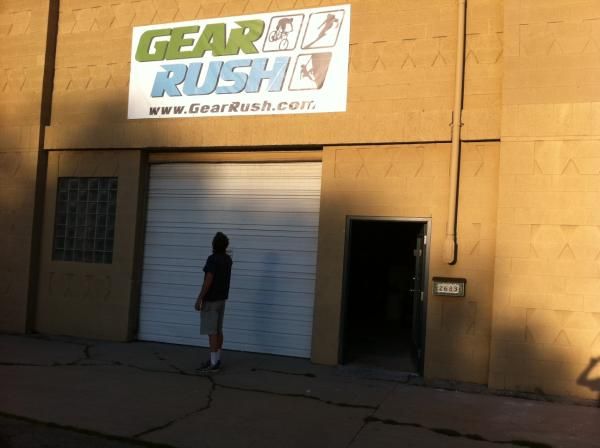 Bart Gillespie checking out our new sign. We went big on the banner.
