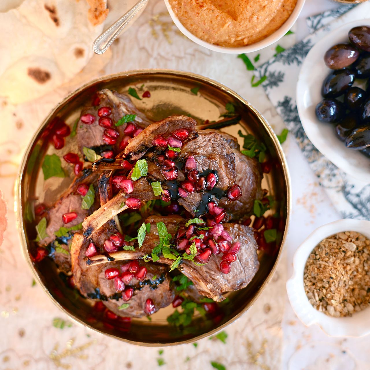 Lamb Cutlets with Pomegranate and Mint