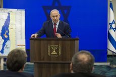 RAMAT GAN, ISRAEL - SEPTEMBER 10:Israeli Prime Minster Benjamin Netanyahu speaks during his announcement on September 10, 2019 in Ramat Gan, Israel. Netanyahu pledges to annex Jordan Valley i