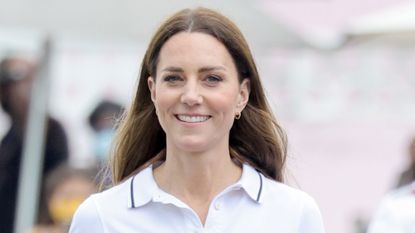 Catherine, Princess of Wales smiles as she attends the Platinum Jubilee Sailing Regatta during the Royal Tour of the Caribbean on March 25, 2022
