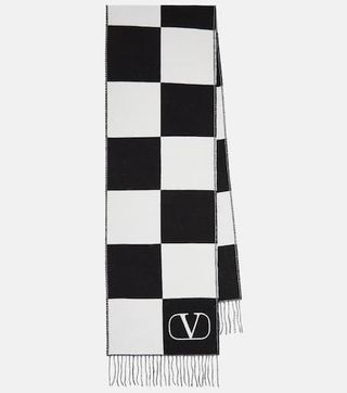 Valentino Exchess Jacquard Wool and Cashmere Scarf