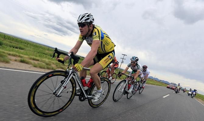 Martin Hacecky (ASC Dukla Praha) forced a selection which reduced the seven man break to four riders.